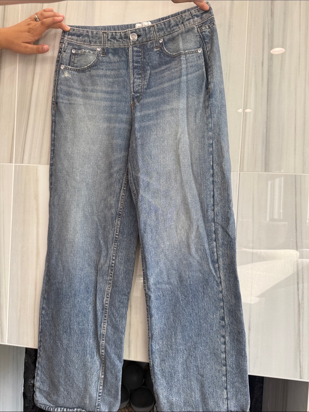 rag & bone Light Blue Wide Leg Denim Jeans